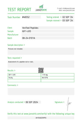 IGF1-LR3 Test Report August 2024