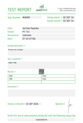 A PT-141 peptide sterility test for Verified Peptides.