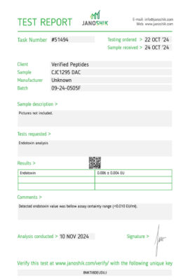 CJC-1295 Endotoxin Test October 2024
