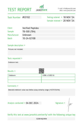 TB500 (TB4) Endotoxin Test December 2024