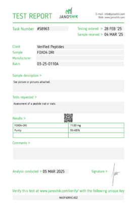FOXO4-DRI Lab Test Report March 2025