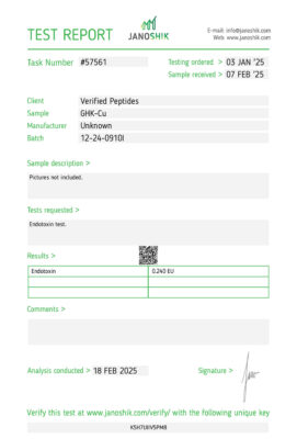 GHK-Cu Endotoxin Lab Report February 2025