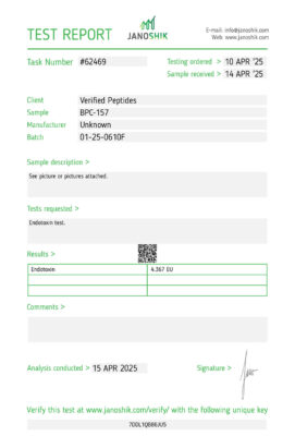 BPC-157 Endotoxin Test April 2025