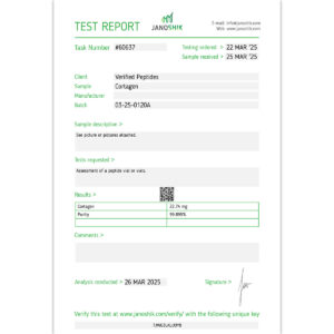 Buy our Cortagen 20mg peptide for sale that is third-party tested for 99% purity.