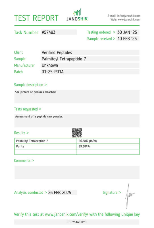 Matrixyl 3000 Palmitoyl Tetrapeptide-7 Lab Test February 2025