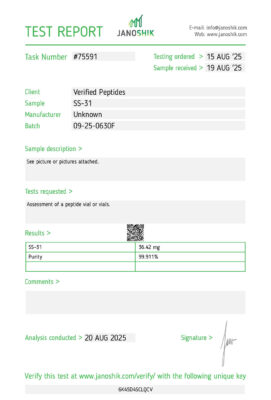 SS-31 Peptide Certificate of Analysis Lab Test Report August 2025