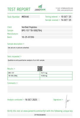 BPC-157 TB-500 Peptide Certificate of Analysis Lab Test Report October 2025