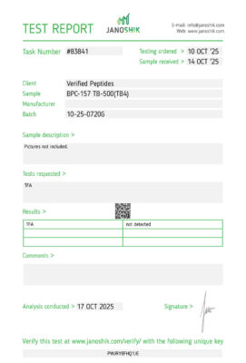 BPC-157 TB-500 Peptide TFA Certificate of Analysis Lab Test Report October 2025
