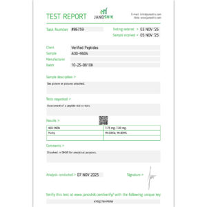 AOD-9604 Peptide Purity Certificate of Analysis Lab Test Report October 2025