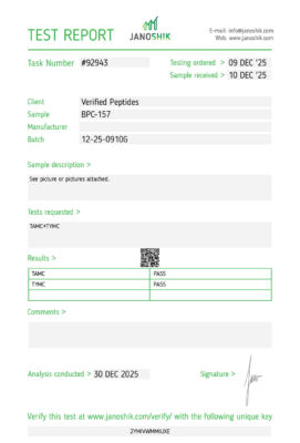 BPC-157 Peptide Sterility Certificate of Analysis Lab Test Report December 2025