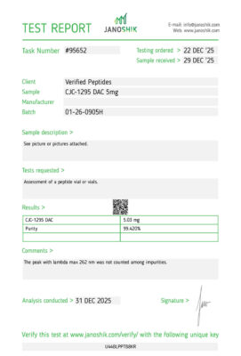 CJC-1295 DAC Peptide Purity Certificate of Analysis Lab Test Report December 2025
