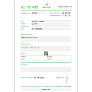 Epitalon Peptide Purity Certificate of Analysis Lab Test Report January 2026 sq