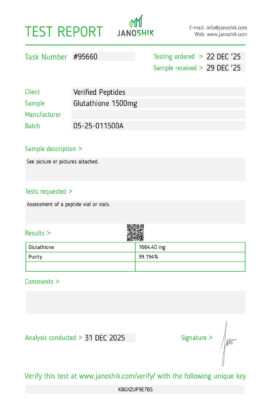 Glutathione Peptide Purity Certificate of Analysis Lab Test Report December 2025