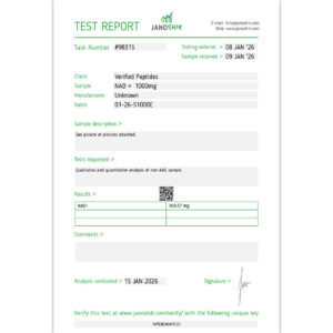 NAD Peptide Certificate of Analysis Lab Test Report January 2026