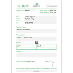 Thymalin Peptide Purity Certificate of Analysis Lab Test Report December 2025 sq
