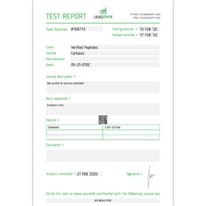 Cartalax Peptide Endotoxin Certificate of Analysis Lab Test Report February 2026