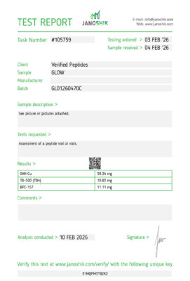 GLOW Peptide Certificate of Analysis Lab Test Report February 2026