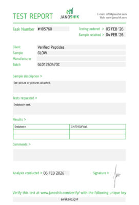 GLOW Peptide Endotoxin Certificate of Analysis Lab Test Report December 2026