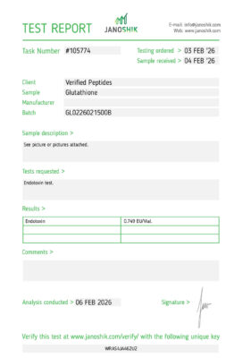 Glutathione Peptide Endotoxin Certificate of Analysis Lab Test Report February 2026