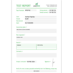 KLOW Peptide Endotoxin Certificate of Analysis Lab Test Report February 2026