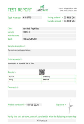 MOTS-C Peptide Purity Certificate of Analysis Lab Test Report February 2026