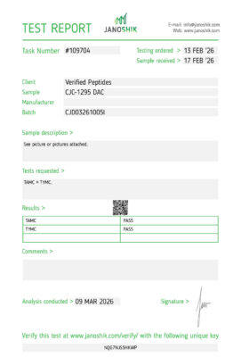 CJC1295 DAC Peptide Sterility Certificate of Analysis Lab Test Report February 2026