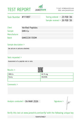 GHK-Cu 50mg Peptide Purity Certificate of Analysis Lab Test Report March 2026